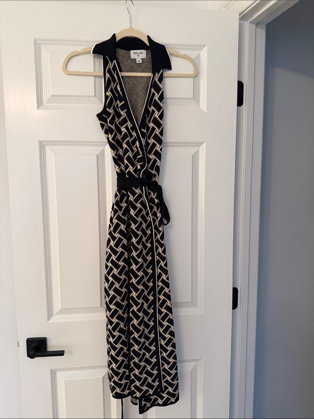 DVF for Target New York Black and Cream Geometric Sleeveless Maxi Dress